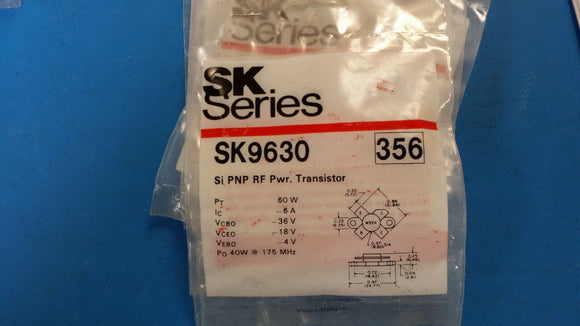 (1 PC) SK9630 RCA (NTE356 EQUAL) SILICON PNP RF POWER TRANSISTOR 60W 6A 18V