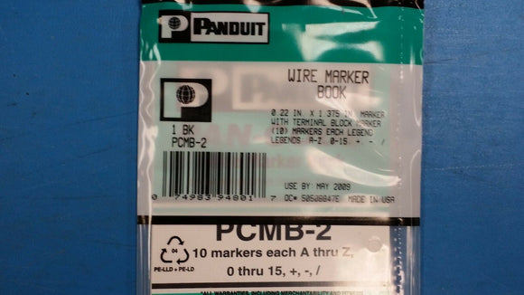 (1 BOOK) PCMB-2 PANDUIT MRKR WIRE LEG A-Z 0-15+ - / 10PG