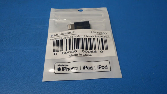 (1 PC) MONOPRICE 12950 Lightning to Micro USB Adapter for APPLE iPhone iPad iPod