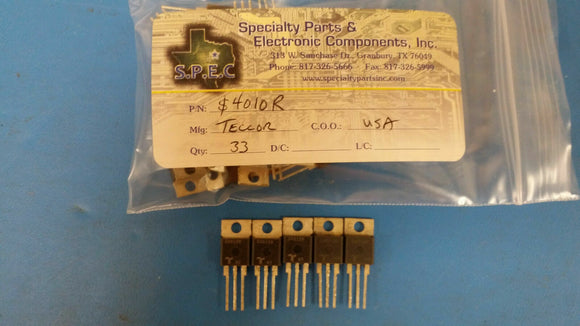 (10 PCS) S4010R TECCOR Thyristor SCR 400V 10A 3-Pin(3+Tab) TO-220AB Non-Isolated