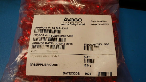 (25 PCS) HLMP-3316 LED Uni-Color Red 635nm 2-Pin T-1 3/4 Bulk ROHS