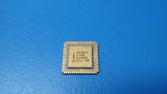 (1 PC) C80186-3 INTEL RISC Microprocessor, 16-Bit, 8MHz, MOS, LCC68