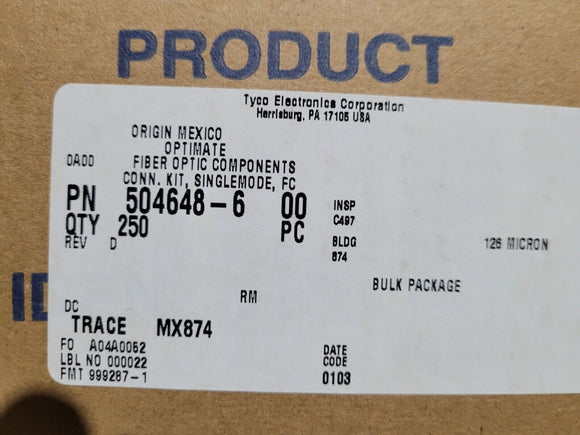 (1 PC) 504648-6 TE Connectivity Conn FC Single Mode 3mm KIT Bulk