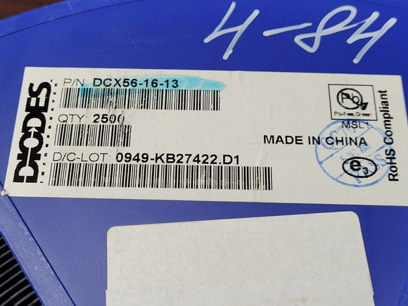 (25 PCS) DCX56-16-13 DIODES INC. TRANS NPN 80V 1A SOT89-3 ROHS
