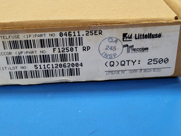 (10 PCS) 04611.25ER LITTELFUSE Fuse, 1.25A Non-Resettable, Surface Mount, 600 V