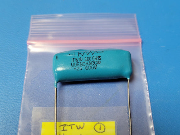 (1 PC) 254M06QD100 ITW 100 Ohms 254 .25uf Capacitor 600v, Arc Suppressor Snubber