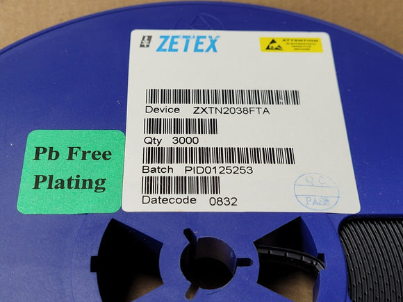 (100 PCS) ZXTN2038FTA ZETEX Trans GP BJT NPN 60V 1A 3-Pin SOT-23 ROHS