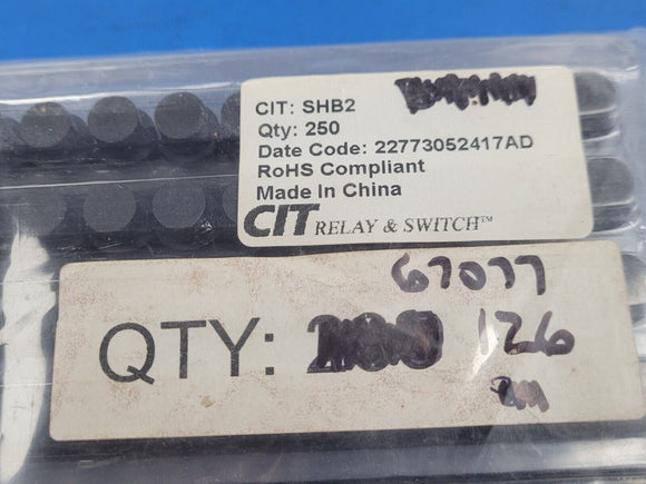 (10 PCS) SHB2 CIT Pushbutton Switches; Round Black; Non Illuminated 50mA @ 35VDC