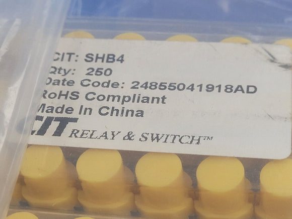 (10 PCS) SHB4 CIT Pushbutton Switches; Round Yellow Non Illuminated 50mA @ 35VDC