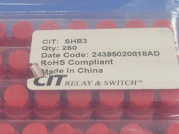 (10 PCS) SHB3 CIT Pushbutton Switches; Round Red Non Illuminated 50mA @ 35VDC