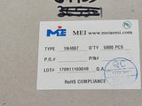 (50 PCS) 1N4007 MEI Diode 1000 V 1A Through Hole DO-204AC (DO-41) ROHS
