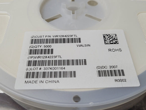 (100 PCS) WR12X4223FTL WALSIN Thick Film Resistors - SMD 1206 422K 1% ROHS