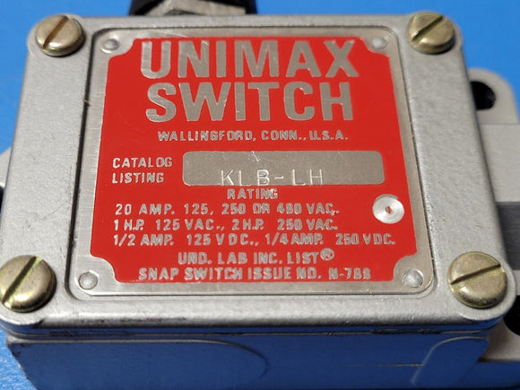 (1 PC) KLB-LH UNIMAX SWITCH 20A 125VAC, 250 OR 480VAC SNAP SWITCH