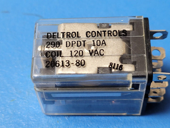 (1 PC) 20613-80 DELTROL CONTROLS DPDT 10A Relay 120VAC Coil