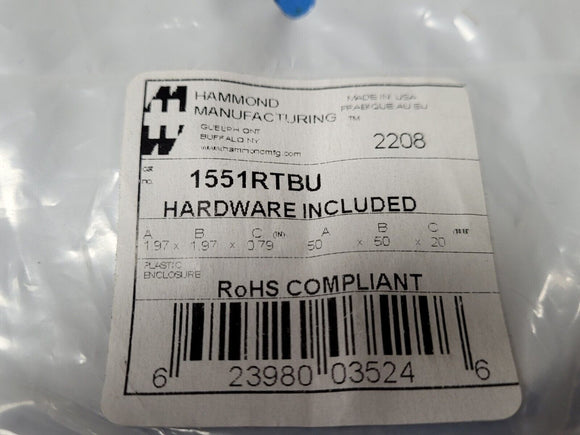 (1 PC) 1551RTBU HAMMOND BOX ABS TRN BLUE 1.97