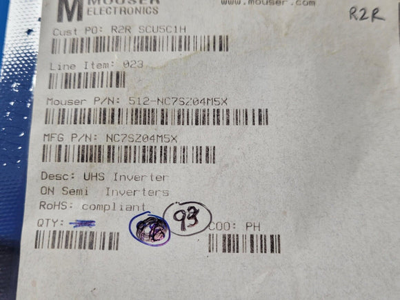 (15 PCS) NC7SZ04M5X ONSEMI Inverter IC 1 Channel SOT-23-5 ROHS