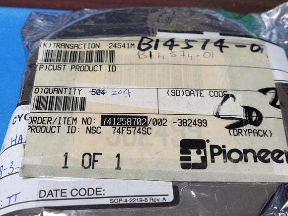 (10 PCS) 74F574SC NSC IC FF D-TYPE SNGL 8BIT 20SOIC