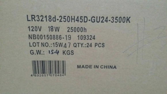 (24 PCS) MEGAMAN LR3218d-250H45D-GU24-3500K-120V 18Watt PAR38 Flood LED