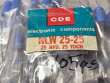 (1PC) NLW25-25 25µF 25V Aluminum Electrolytic Cap Axial 10.6Ohm 1000 Hrs @ 105°C