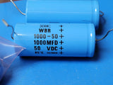 (1PC) WBR1000-50 CDE Aluminum Electrolytic Cap 1000uF 50V Axial Industrial Grade