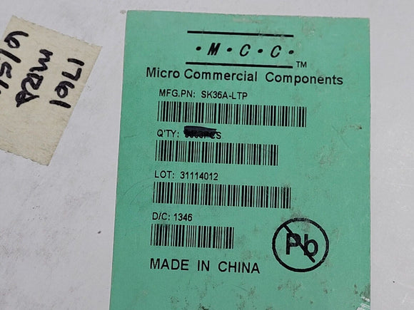 (10 PCS) SK36A-LTP MCC DIODE SCHOTTKY 60V 3A DO214AC ROHS