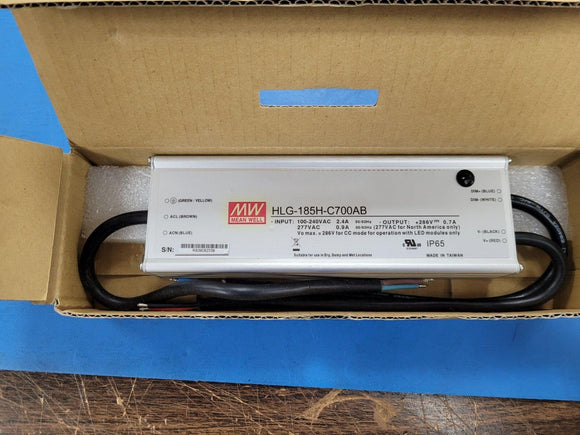 (1 PC) HLG-185H-C700AB MEAN WELL LED Power Supplies 200.2W 700mA143-286VCC