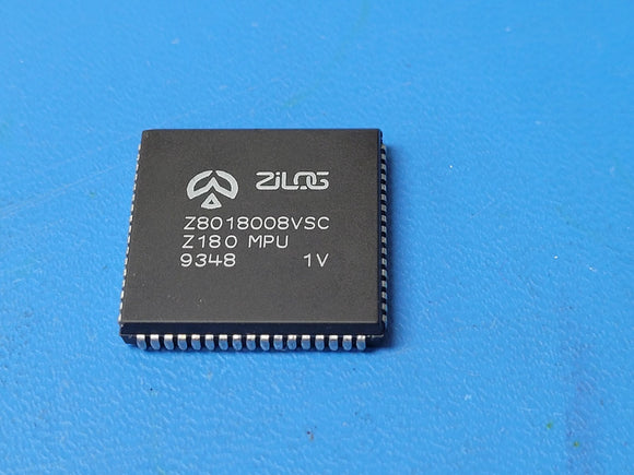 (1 PC) Z8018008VSC ZILOG Microprocessor, 8-Bit, 8MHz, CMOS, PLCC-68