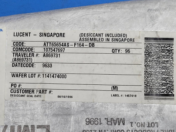(1 PC) 65654AS-F164 LUCENT IC OBSOLETE 164 PIN QFP