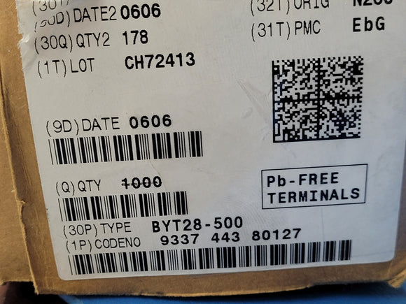 (10 PCS) BYT28-500 PHILIPS DIODE ARRAY GP 500V 10A TO-220AB ROHS