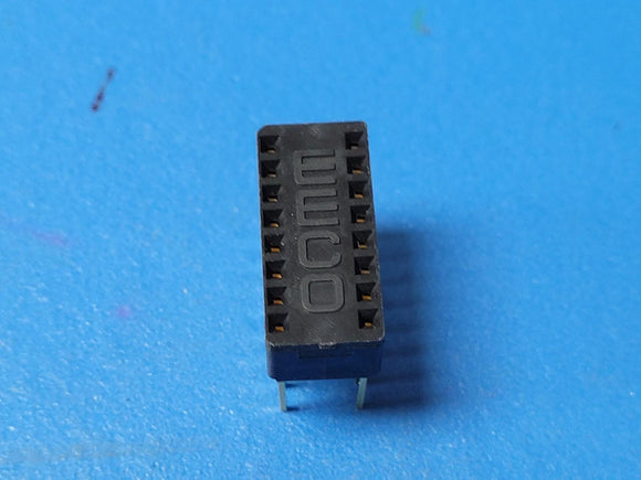 (2) H2706-02 EECO IC SOCKET DIP-16 Machined long Pin Pitch 2.54mm Row-Row 7.62mm
