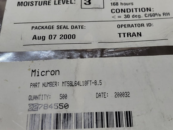 (10 PCS) MT58L64L18FT-8.5(TR)  MICRON IC SRAM 1MBIT PAR 100TQFP