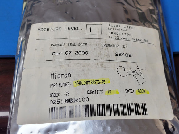 (1 PC) MT48LC4M16A2TG-75 MICRON Synchronous DRAM, 4MX16, 5.4ns, CMOS, TSSOP-54