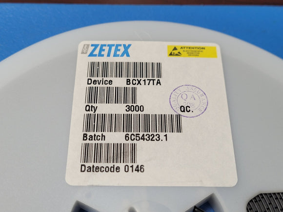 (25 PCS) BCX17TA ZETEX TRANS PNP 45V 0.5A SOT-23-3