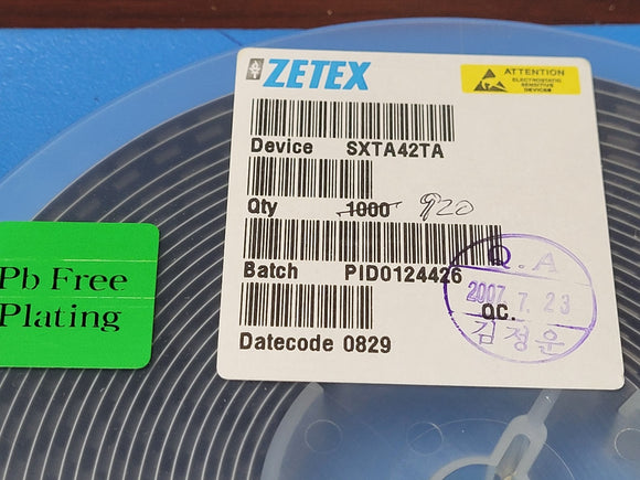 (10 PCS) SXTA42TA ZETEX TRANS NPN 300V 0.5A SOT-89-3 ROHS