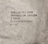 2N520A Transistor NSN# 5961-00-752-5804