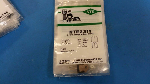 (1 PC) NTE2311, ECG2311, Silicon NPN Transistor, High Voltage Switch