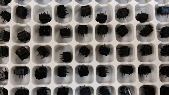 (10) 320-E1-1 E-SWITCH SPST 1.35 Black Square Button Through Hole Tactile Switch