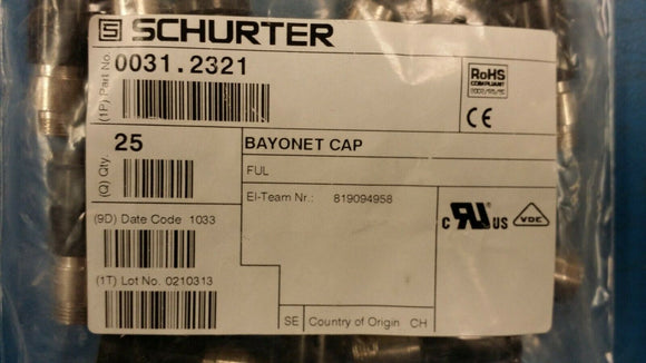 (1 PC) 0031.2321 SCHURTER FUSE HOLDER, 6.3 X 32MM, PANEL MOUNT