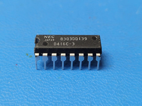 (2 PCS) UPD416C-3 NEC Page Mode DRAM 16KX1 150ns NMOS PDIP16