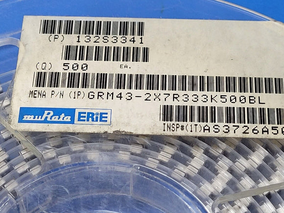 (10 PCS)  GRM43-2X7R333K500BL Multilayer Ceramic Cap MLCC 33nf, 500V, 10±%, X7R