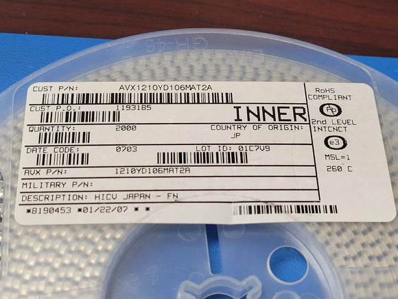 (2000 PCS) 1210YD106MAT2A KGM32JR51C106MU KYOCERA CAP CER 10UF 16V X5R 1210 ROHS