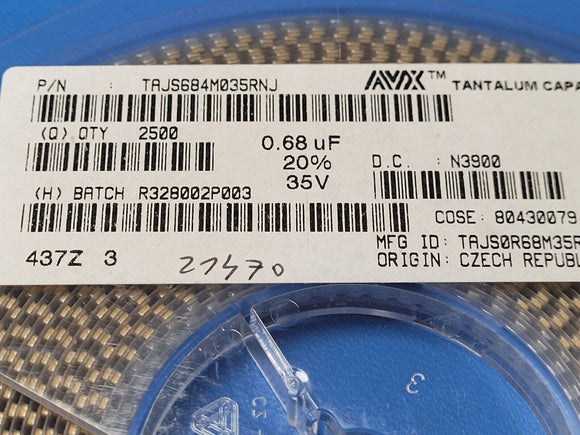 (200 PCS) TAJS684M035RNJ AVX Tantalum Capacitors - Solid SMD 35V 0.68uF 20%