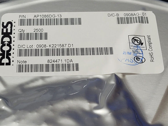(25 PCS) AP1086DG-13 DIODES INC. IC REG LIN POS ADJ 1.5A TO252-3 ROHS