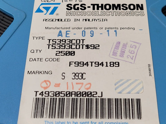(10 PCS) TS393CDT STMICRO Comparator Dual ±8V/16V 8-Pin SOIC