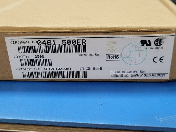 (10 PCS) 0461.500ER  Fuse, 0.5A Non-Resettable, Surface Mount, 600 V ROHS