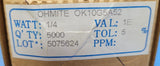 (100) OK10G5A52 Ohmite Fixed Resistor, Carbon Film, 0.25W, 1ohm, 250V, 5% Axial