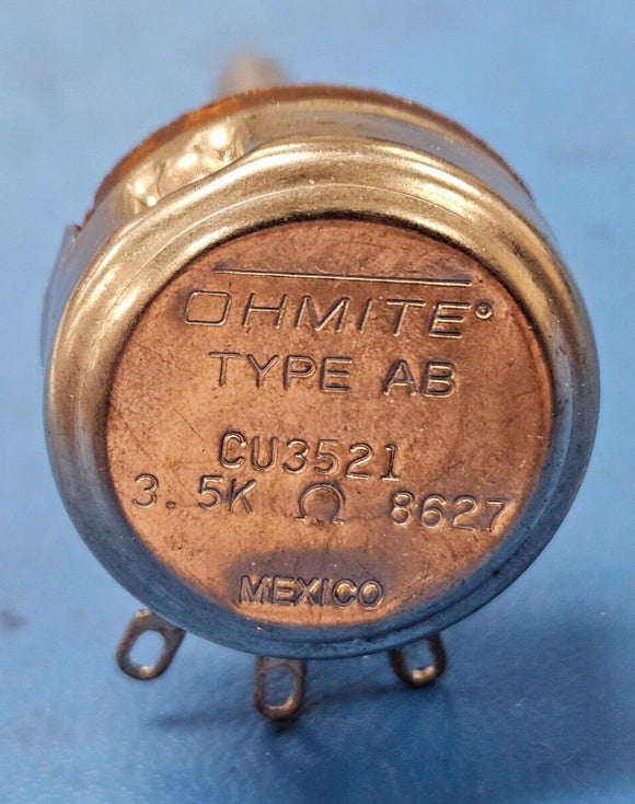 (1) CU3521 OHMITE POTENTIOMETER 3.5K OHM 2W CARBON TYPE CU 10% TOL