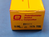 (1) CU3521 OHMITE POTENTIOMETER 3.5K OHM 2W CARBON TYPE CU 10% TOL