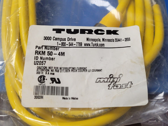 (1 PC) TURCK RKM 50-4M 5P FEMALE 4 METER CORD RKM504M NIB U2057