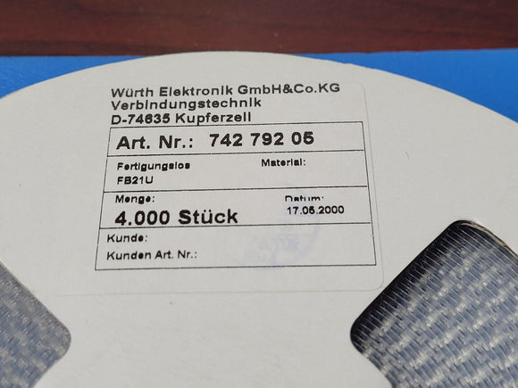 (100) 74279205 Würth Ferrite Bead 1k Ohms 1 Signal Line 0805 (2012 Metric) 200mA